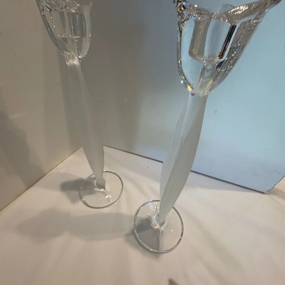 Elegant Glass Candle Holders Set of 2 Mikasa Tulip Crystal candle Holders - Picture 9 of 10